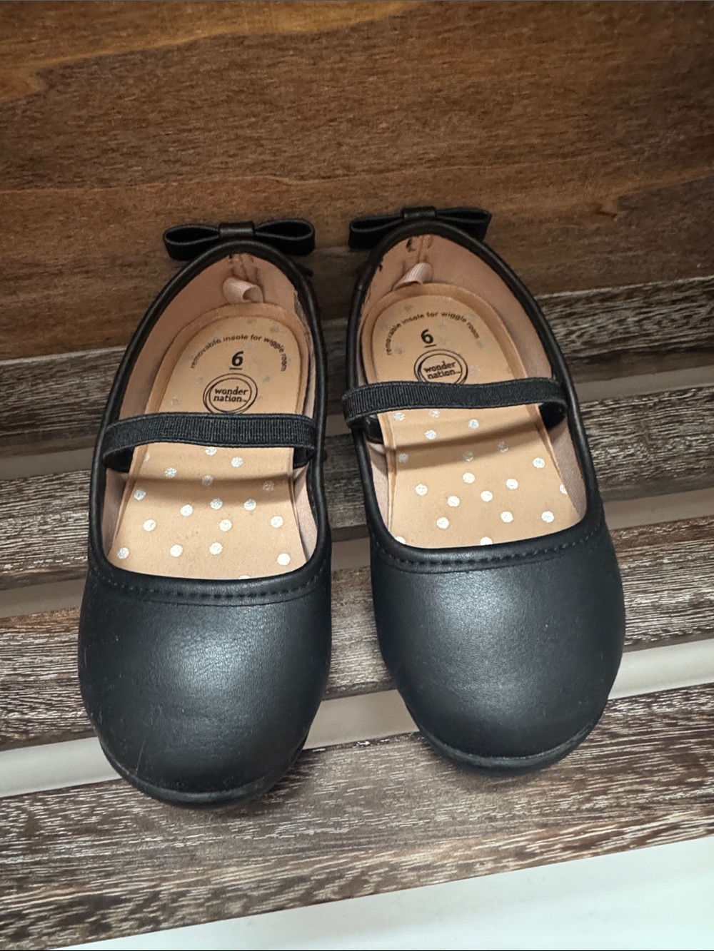 wonder nation Black Girls Mary Jane Dress Shoes with Bow Detail